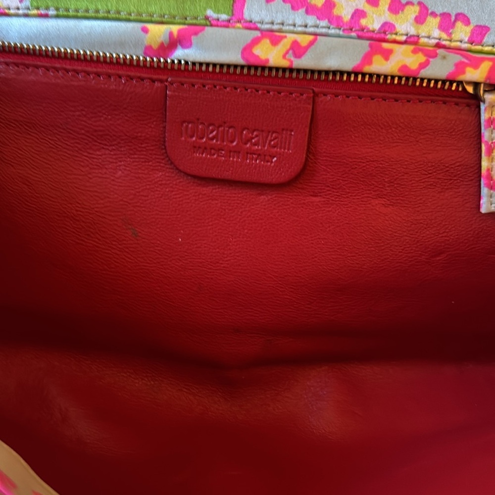 Roberto Calvalli bag couture Floral with heavy silver chain made in Italy - Picture 12 of 13